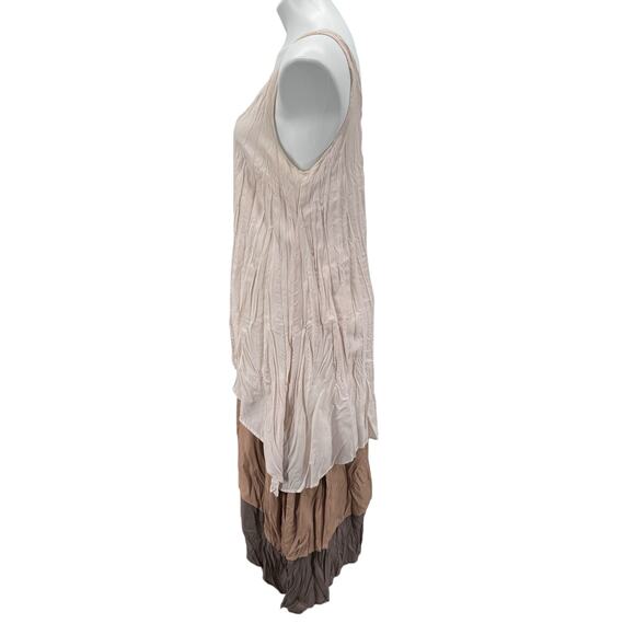 A’reve Anthropologie Women's Layered Dress SZ L Beige Boho Fairy Tunic Flowy Fun - Picture 3 of 10